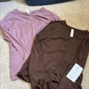 Pink and Brown Long Sleeve Tops